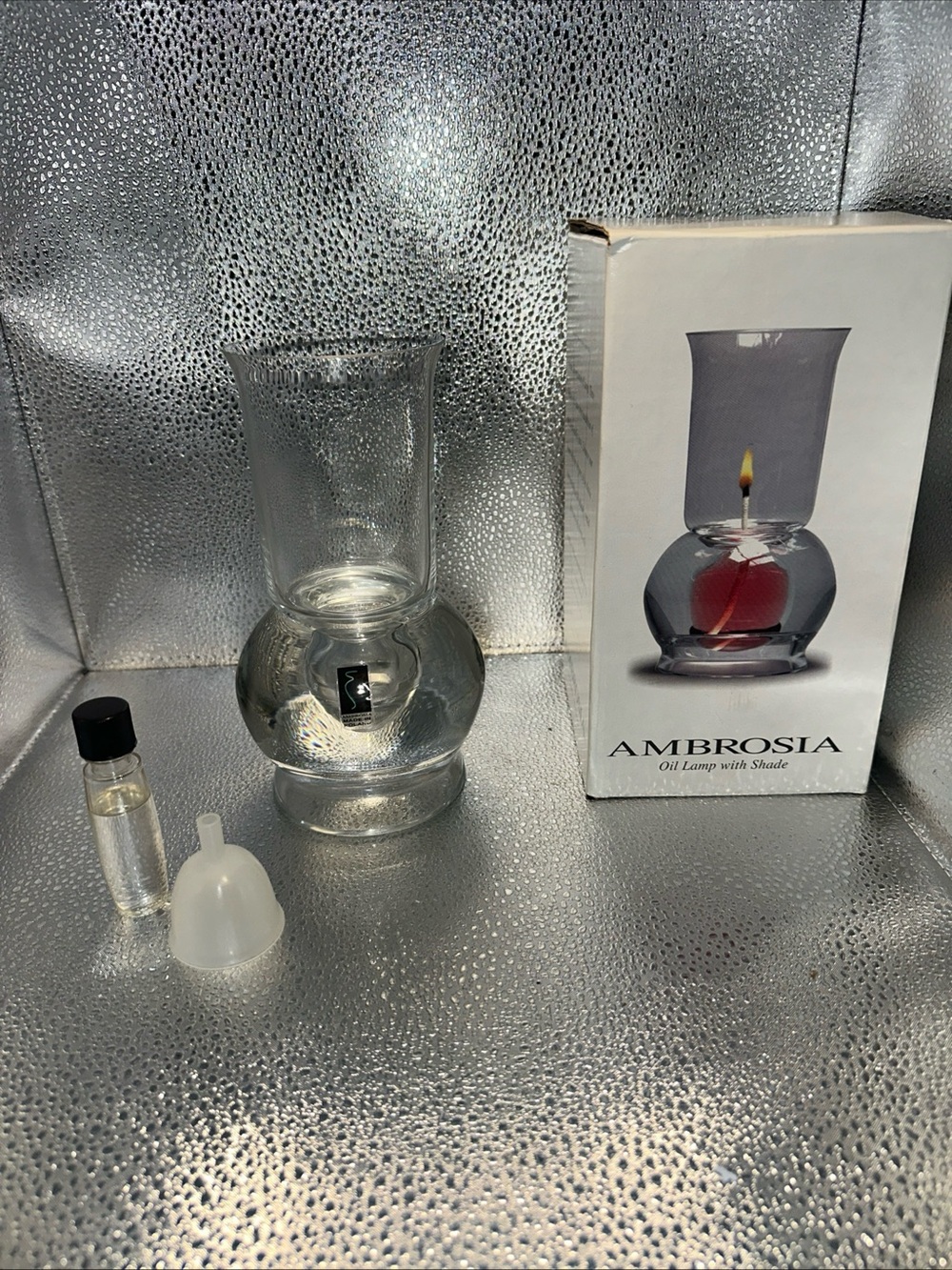 Clear Glass Oil Lamp with Shade - Clear made in Poland